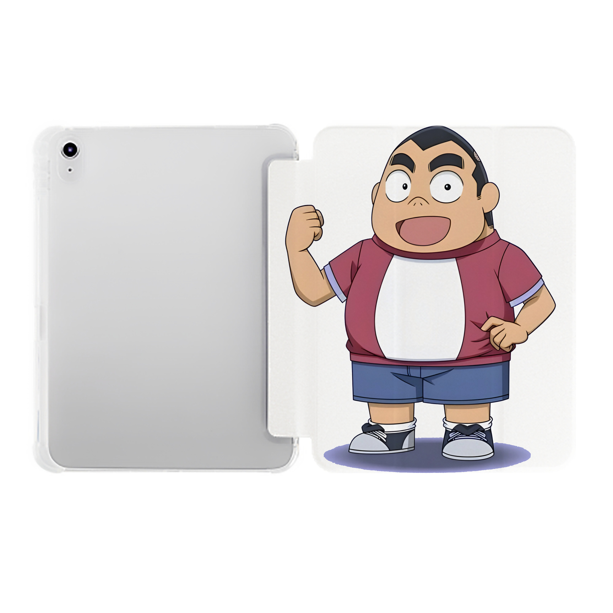 （画像用） 名探偵コナン 小嶋 元太 こじま げんた Detective Conan Kojima Genta IPad ケース ペン収納付き 三つ折りスタンド PUレザー×シリコン 対応機種9.5/10.5/10.9インチ
